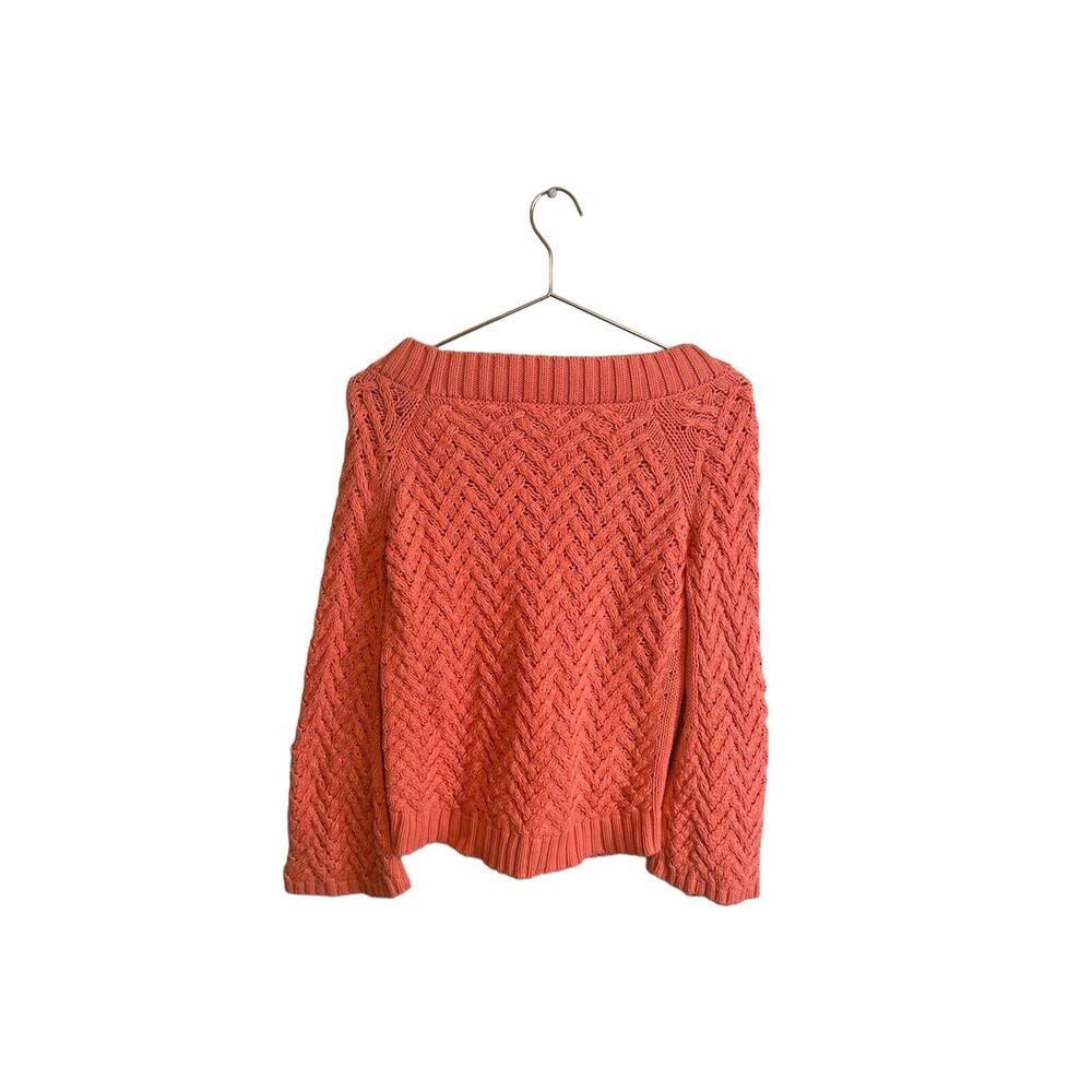 525 America Women’s Cable Knit Sweater 100% Cotton Coral Pink Size XS - Picture 3 of 5